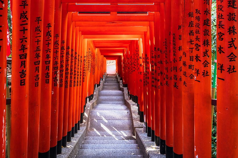 Famous Torii-or gates of the entrance to the Hie Shrine in Tokyo-Japan